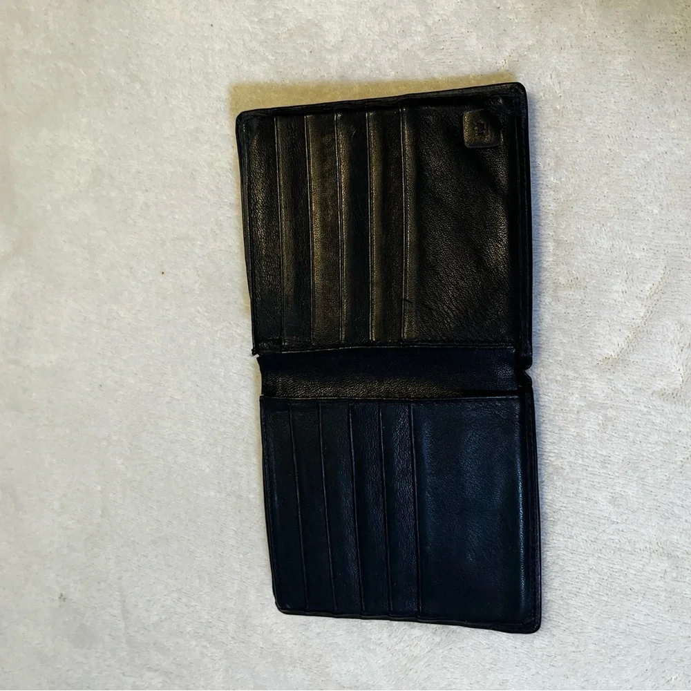 Genuine Leather Black Bifold Wallet Slim Credit Card Organizer Classic